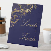 ヴィンテージブルー金ゴールドダマスクスイーツトリッ結婚ツ 台座サイン (インサイチュ)