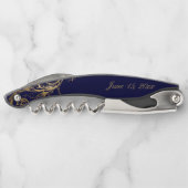 ヴィンテージブルー金ゴールドフローラダマスクスク結婚スクリプト ソムリエナイフ (裏面)