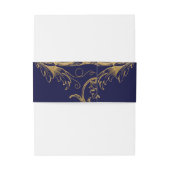 ヴィンテージブルー金ゴールドフローラダマスクスク結婚スクリプト 招待状ベリーバンド (裏面例)