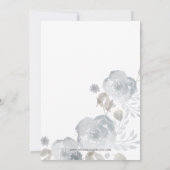 ヴィンテージブルー金ゴールドフローラ植物学ブライダルシャワー 招待状 (裏面)