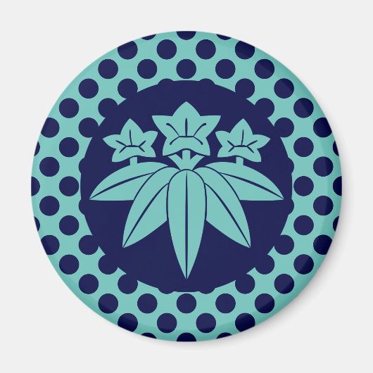 ヴィンテージブルー鎌倉源日本門東洋人 マグネット (正面)