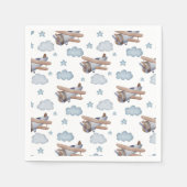 ヴィンテージブルー飛行機パイロット誕生日パーティー スタンダードカクテルナプキン (正面)