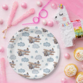 ヴィンテージブルー飛行機パイロット誕生日パーティー ペーパープレート (パーティー)