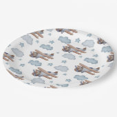 ヴィンテージブルー飛行機パイロット誕生日パーティー ペーパープレート (アングル)