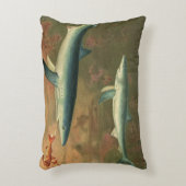 ヴィンテージブルー食べシャークの魚、海洋生物 アクセントクッション (正面(垂直))