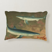 ヴィンテージブルー食べシャークの魚、海洋生物 アクセントクッション (裏面)