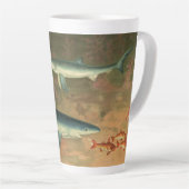 ヴィンテージブルー食べシャークの魚、海洋生物 カフェラテマグ (右アングル)