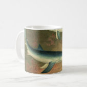 ヴィンテージブルー食べシャークの魚、海洋生物 コーヒーマグカップ (正面左)