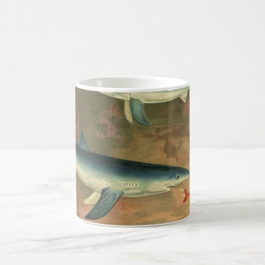 ヴィンテージブルー食べシャークの魚、海洋生物 コーヒーマグカップ (中央)