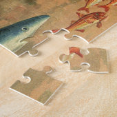 ヴィンテージブルー食べシャークの魚、海洋生物 ジグソーパズル (側面)