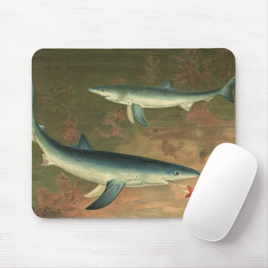 ヴィンテージブルー食べシャークの魚、海洋生物 マウスパッド (マウス)