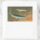 ヴィンテージブルー食べシャークの魚、海洋生物 長方形シール (バッグ)