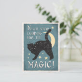 ヴィンテージブルー魔法ブラックキャットスターズムーン ポストカード (スタンド正面)