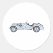 ヴィンテージブルー1936 BMW 328ロードスターペンシルスケッチ ラウンドシール (正面)