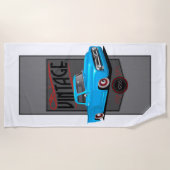 ヴィンテージブルー1956トラック ビーチタオル (正面)