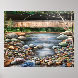 ヴィンテージブルー&アーストーンアクリル風景 ポスター