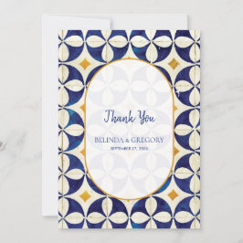 ヴィンテージブルー&イエローポルトガル結婚柄 サンキューカード