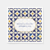 ヴィンテージブルー&イエローポルトガル結婚柄 スタンダードカクテルナプキン (正面)