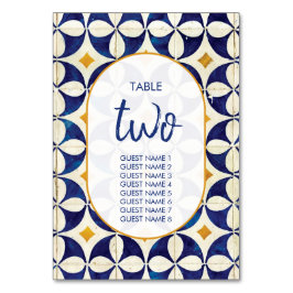 ヴィンテージブルー&イエローポルトガル結婚柄 テーブルナンバー