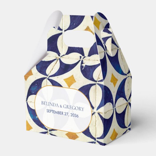 ヴィンテージブルー&イエローポルトガル結婚柄 フェイバーボックス (正面サイド)