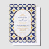 ヴィンテージブルー&イエローポルトガル結婚柄 ベラム紙招待状 (オフセット)