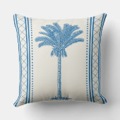 ヴィンテージブルー&クリームパームツリーシルエットコースト クッション (裏面)