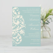 ヴィンテージブルー&クリームフローリッシュ |結婚式招待状 招待状 (スタンド正面)