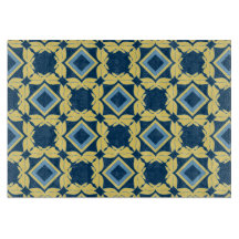 ヴィンテージブルー&クリーム幾何切削ボード