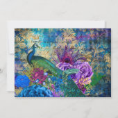 ヴィンテージブルー&パープルピーコック誕生日ありがとう サンキューカード (裏面)