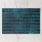 ヴィンテージブルー&ブラックハーレクインティアウェイランチョンマット ペーパーパッド (正面)