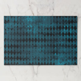 ヴィンテージブルー&ブラックハーレクインティアウェイランチョンマット ペーパーパッド