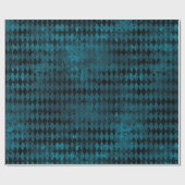 ヴィンテージブルー&ブラックハーレクインパターン ラッピングペーパー (フラット)