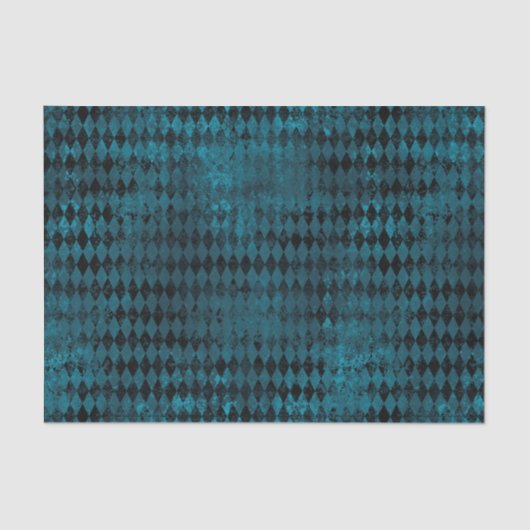 ヴィンテージブルー&ブラックハーレクインパターン 薄葉紙 (正面)