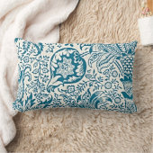 ヴィンテージブルー&ホワイトインディアンパターン ランバークッション (ブランケット)