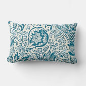 ヴィンテージブルー&ホワイトインディアンパターン ランバークッション (正面)