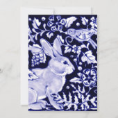 ヴィンテージブルー&ホワイトイースターバニーブランチ卵狩り 招待状 (裏面)