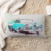 ヴィンテージブルー&ホワイトカー ランバークッション (ブランケット)