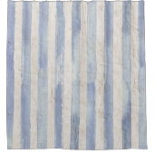 ヴィンテージブルー&ホワイトストライプのシー動揺してサイド シャワーカーテン (正面)