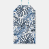 ヴィンテージブルー&ホワイトトロピカルパーム葉ズ結婚ズ ギフトタグ (裏面)