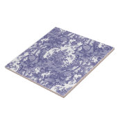 ヴィンテージブルー&ホワイトバロックバラパターン タイル (側面)