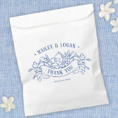 ヴィンテージブルー&ホワイトフローラエレガントな結婚式 フェイバーバッグ