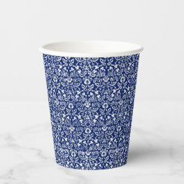 ヴィンテージブルー&ホワイトフローラ紙カップ 紙コップ