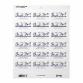 ヴィンテージブルー&ホワイトフローラ結婚ズ ラベル (フルシート)