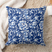 ヴィンテージブルー&ホワイトChinoiserieフローラ クッション (ブランケット)