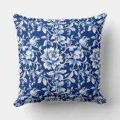 ヴィンテージブルー&ホワイトChinoiserieフローラ クッション (裏面)