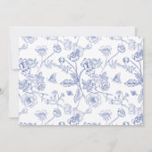 ヴィンテージブルーChinoiserieフローラありがとう ノートカード (裏面)