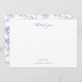 ヴィンテージブルーChinoiserieフローラありがとう ノートカード (正面/裏面)