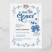 ヴィンテージブルーChinoiserie私に少し近いtini 箔招待状 (正面)