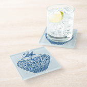 ヴィンテージブルーChinoiserie花瓶ジンジャージャー ガラスコースター (アングル)