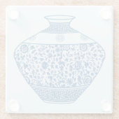 ヴィンテージブルーChinoiserie花瓶ジンジャージャー ガラスコースター (裏面)